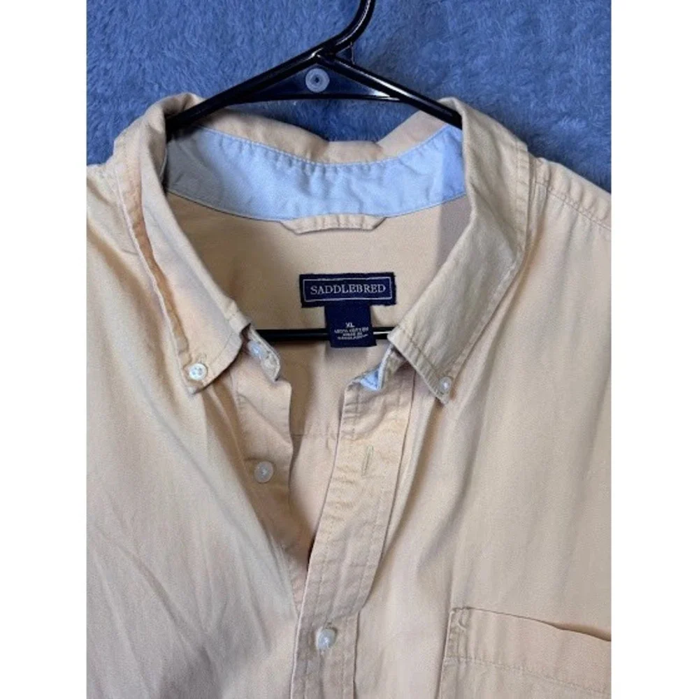 Saddlebred XL Button Down‎ Shirt Long Sleeve Peach Casual Menswear